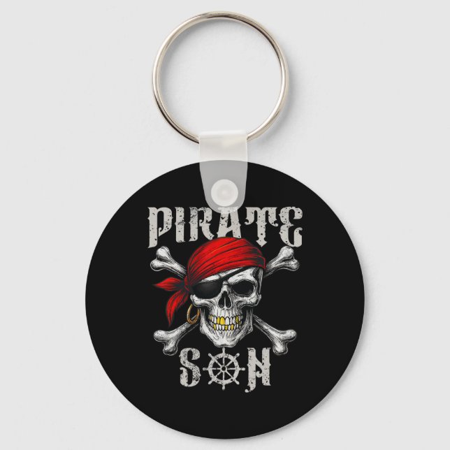 Pirat son Jolly Roger Flagga och Skull Crossbone H Nyckelring (Framsida)