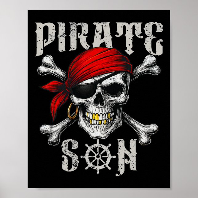 Pirat son Jolly Roger Flagga och Skull Crossbone H Poster (Framsidan)