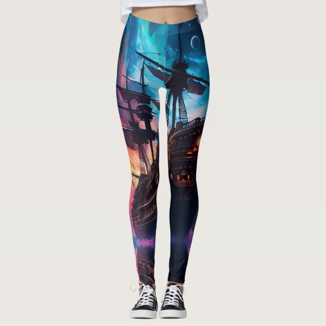 Pirat Space Frakt Nebula och Måne Leggings (Framsida)