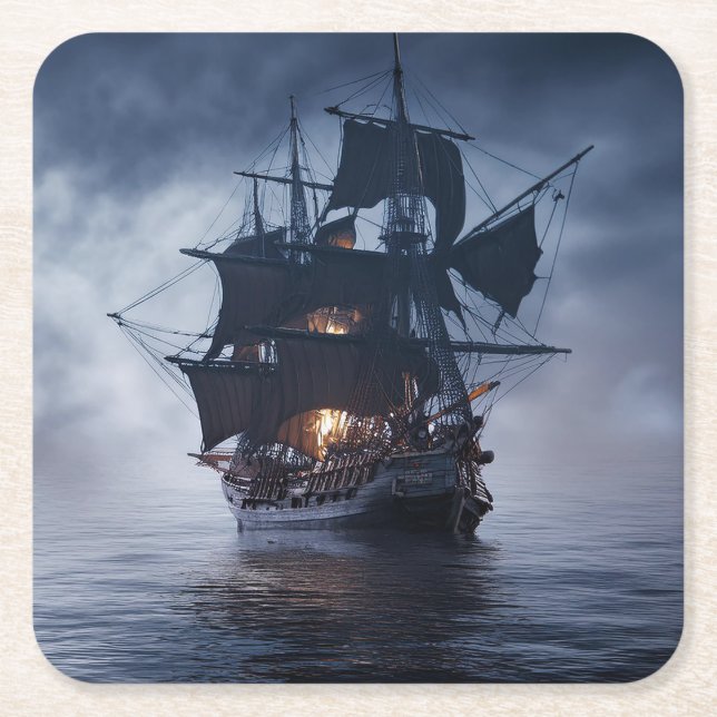 Pirat Spanska Galleon-Frakten Underlägg Papper Kvadrat (Framsidan)