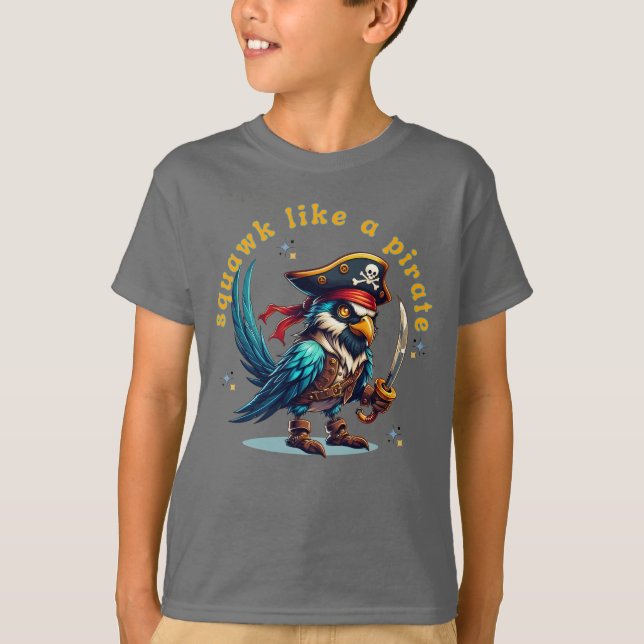 Pirat Sparrow Squawk Funny Prata som en pirat T Shirt (Framsida)
