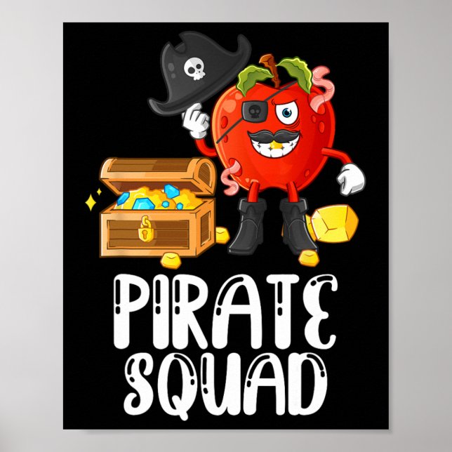 Pirat Squad Funny Apple Teacher pratar som Pirat Poster (Framsidan)