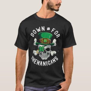 Pirat St patricks day Skull Leprechaun Down för S T Shirt