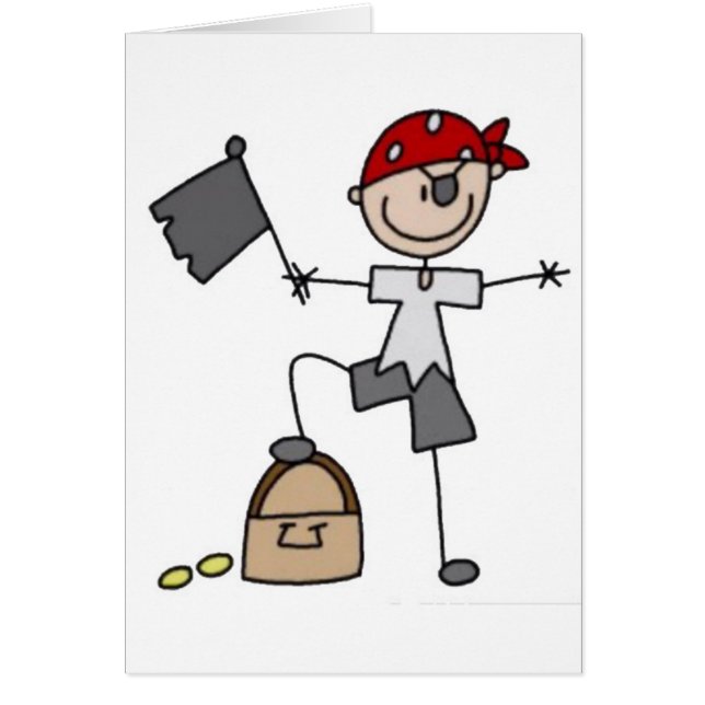 Pirat Stick figur Hälsningskort (Framsidan)