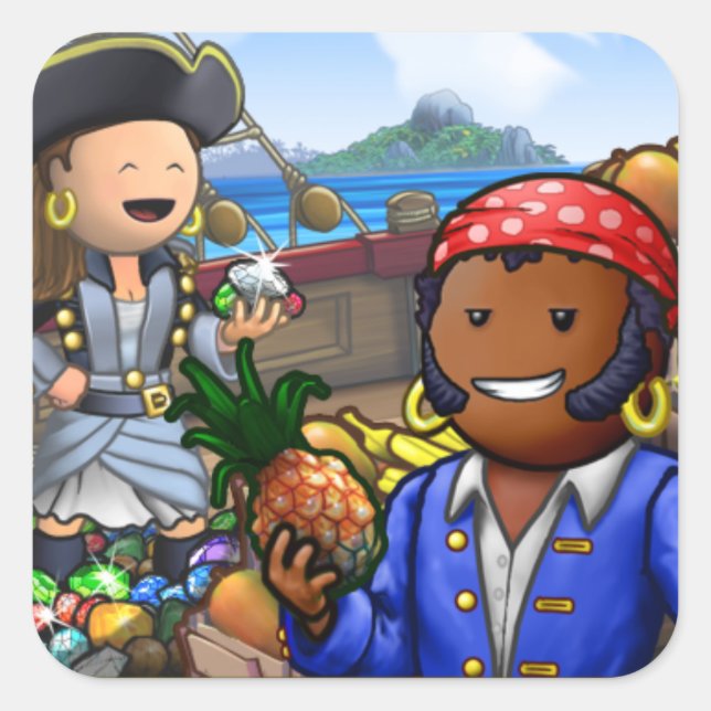 Pirat Stickers Fyrkantigt Klistermärke (Framsida)