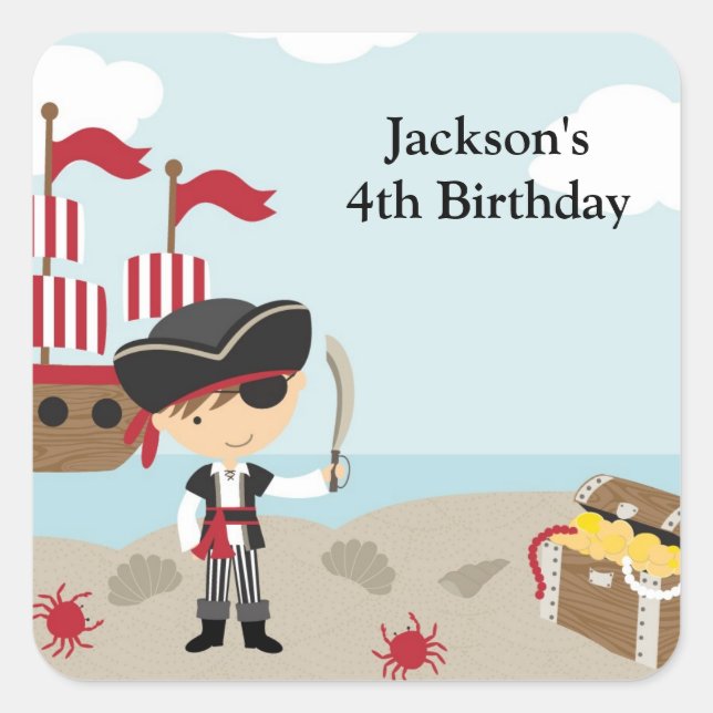 Pirat Stickers Fyrkantigt Klistermärke (Framsida)