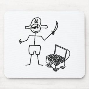 Pirat Stickman med skattekest Musmatta