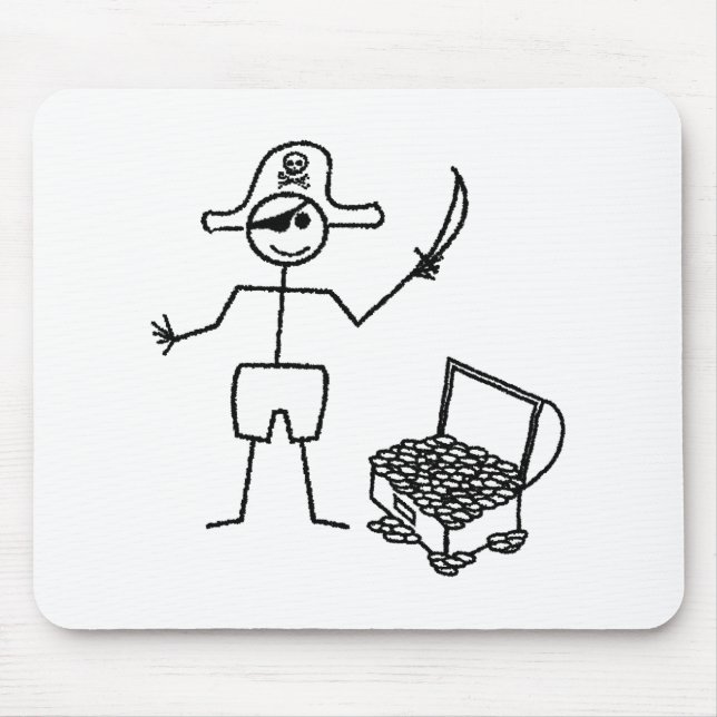 Pirat Stickman med skattekest Musmatta (Framsidan)