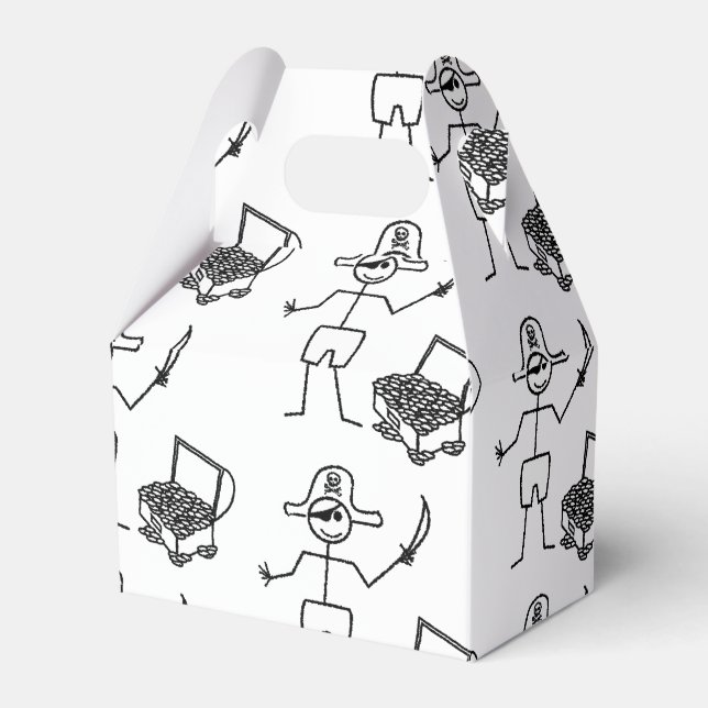 Pirat Stickman med skattekest Presentaskar (Framsidan Sidan)