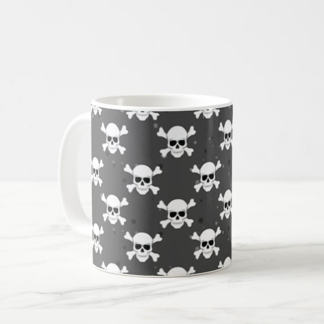 Pirat Stil - Skull Mönster Kaffemugg (Framsida vänster)