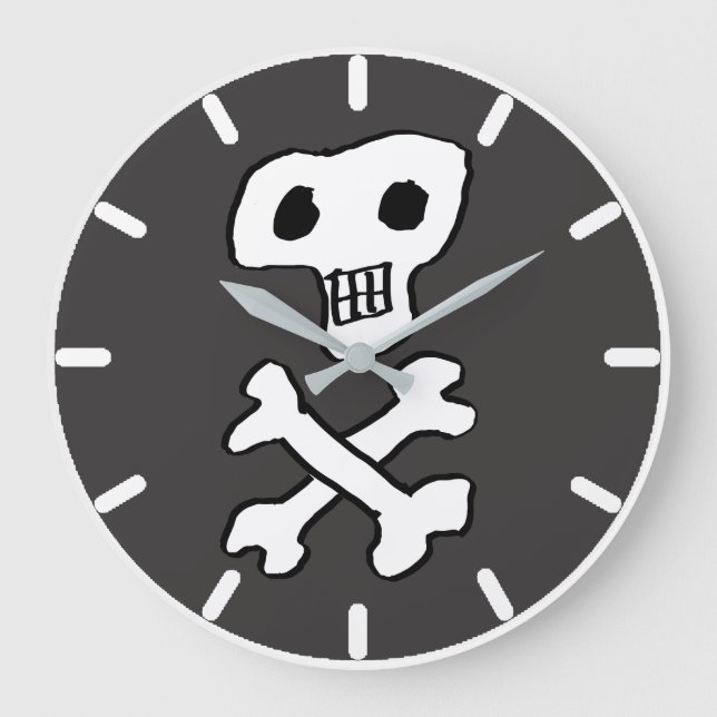 Pirat Stil Skull och korsben Stor Klocka (Framsida)