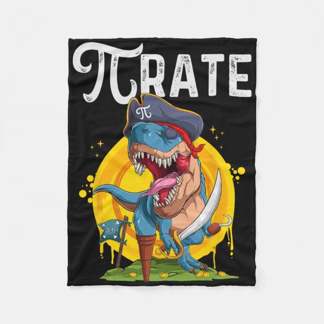 Pirat T-Rex Pi Rate Dino Pi Rate Mat Geek Rolig  Fleecefilt (Framsidan)