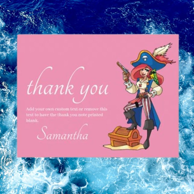Pirat Tack för Rosa-vykort Vykort (Any celebration where a little adventure is in order, these thank you cards will be a huge hit.)