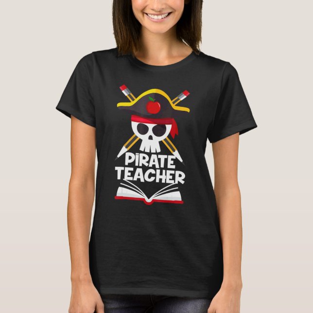 Pirat Teacher Halloween Costumes Skull Vuxen T Shirt (Framsida)