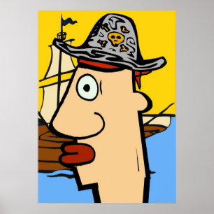 Pirat Tecknad Head Poster