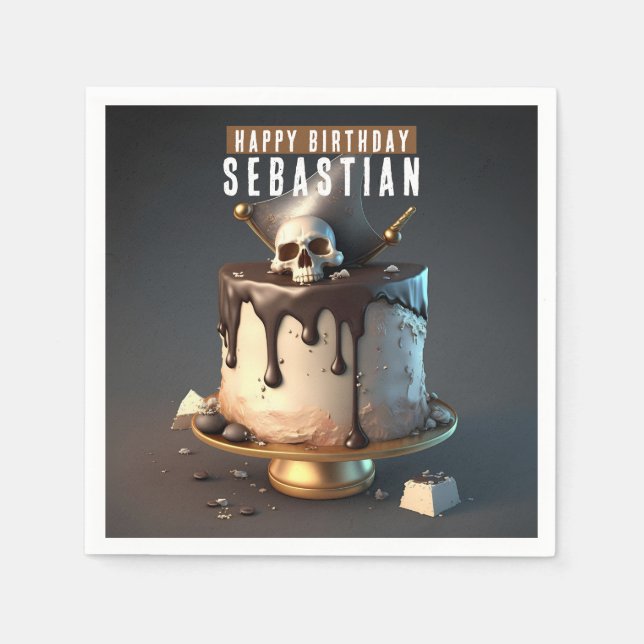 Pirat tema Birthday Pappersservett (Framsidan)