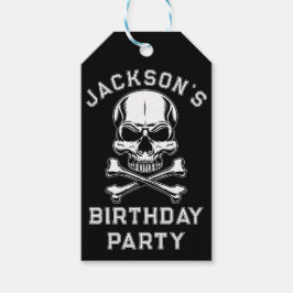 Pirat tema Festa Vuxen Skepps Dödskalle Svart Presentetikett