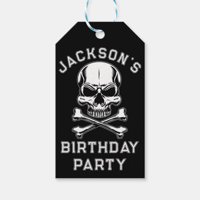 Pirat tema Festa Vuxen Skepps Dödskalle Svart Presentetikett (Framsidan)