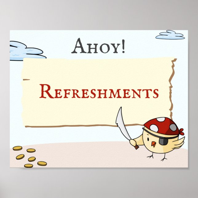 Pirat tema med ombyggnad av fågeldagar poster (Framsidan)