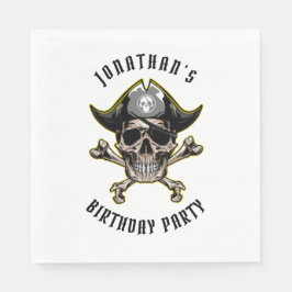 Pirat temaparty vuxen BIRTHDAY WHITE Pappersservett