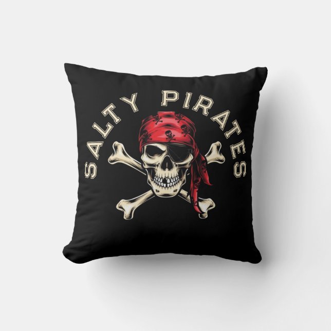 Pirat temaparty Vuxen Salty Pirater Skull Kudde (Framsida)