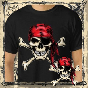 Pirat temaparty Vuxen Salty Pirater Skull T Shirt