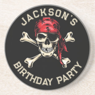 Pirat temaparty Vuxen Salty Skull Black Underlägg