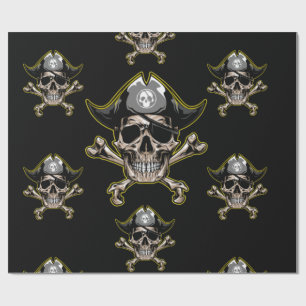 Pirat temaparty Vuxen Skull Bones Presentpapper