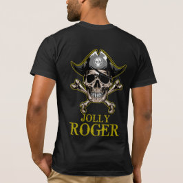 Pirat temaparty Vuxen SKULL GULD JOLLY ROGER T Shirt