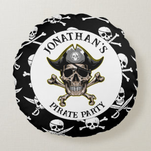 Pirat temaparty Vuxen Skull.Kor-boner Rund Kudde
