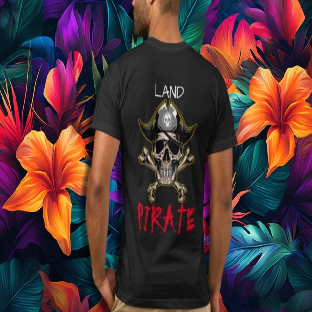 Pirat temaparty Vuxen Skull LAND T Shirt (Skapare uppladdad)
