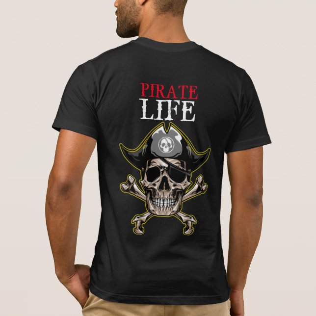 Pirat temaparty Vuxen Skull Life T Shirt (Baksida)