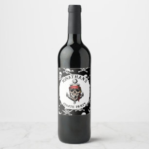 Pirat temaparty Vuxen Skull Nautical Vinflaska Etikett