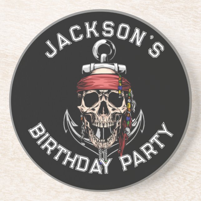 Pirat temaparty Vuxen Skull NAUTICAL White Underlägg (Framsidan)