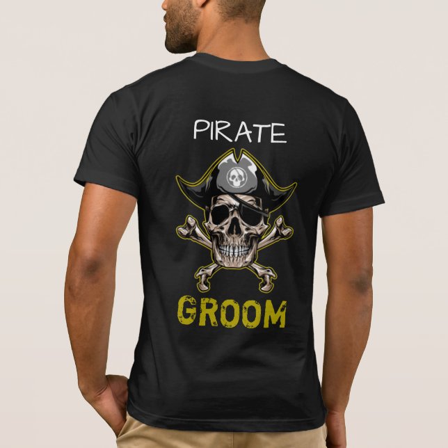 Pirat temaparty Vuxen SkullGROOM T-Shirt (Baksida)