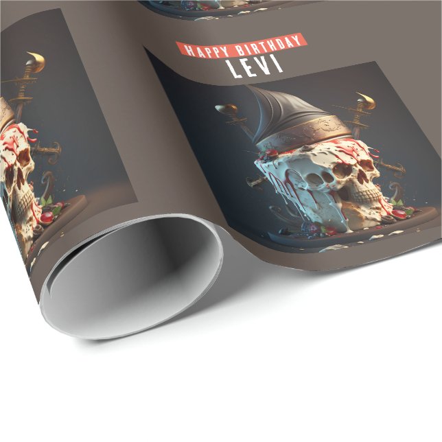 Pirat temat Födelsedag Kake Presentpapper (Rullad Hörn)