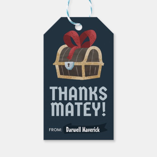 Pirat Theme Birthday Gift Märkre Presentetikett (Framsidan)