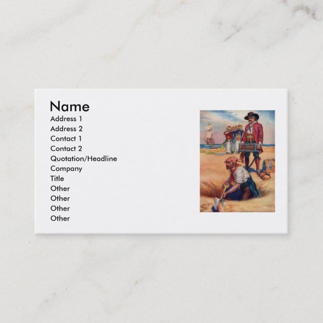 Pirat Treasure Affärskort Visitkort (Framsida)