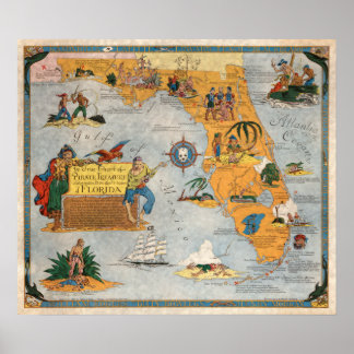 Pirat Treasure Chart of Florida Poster
