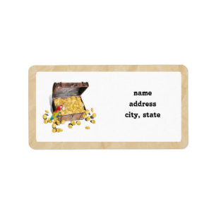 Pirat Treasure Chest på Crinkle Papper Adressetikett