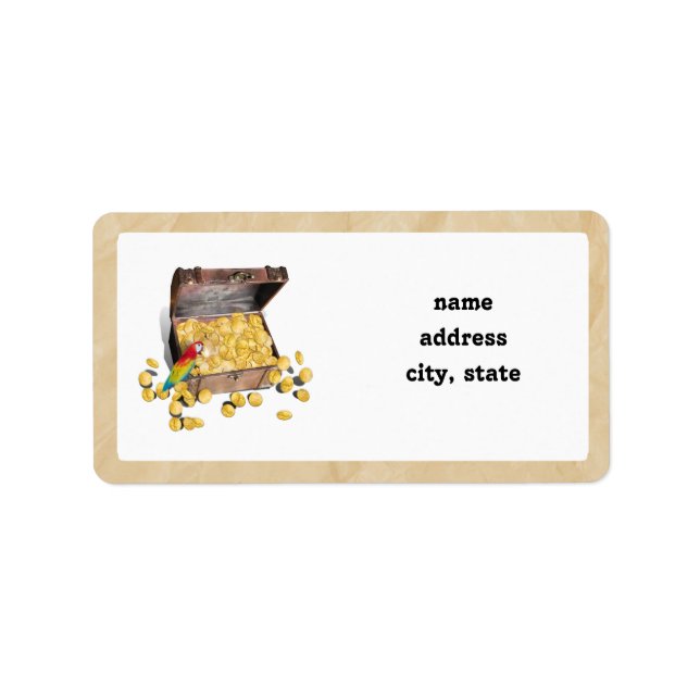 Pirat Treasure Chest på Crinkle Papper Adressetikett (Framsidan)
