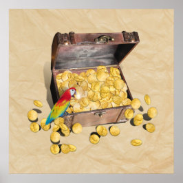Pirat Treasure Chest på Crinkle Papper Poster