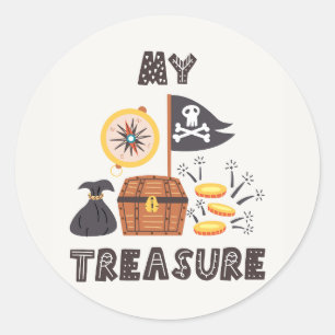 Pirat Treasure Chest Runt Klistermärke