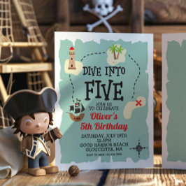 Pirat Treasure karta 5:e födelsedagen Inbjudningar