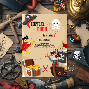 Pirat Treasure Karta Födelsedagsfest inbjudan