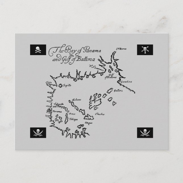 Pirat Treasure Karta Vykort (Framsida)