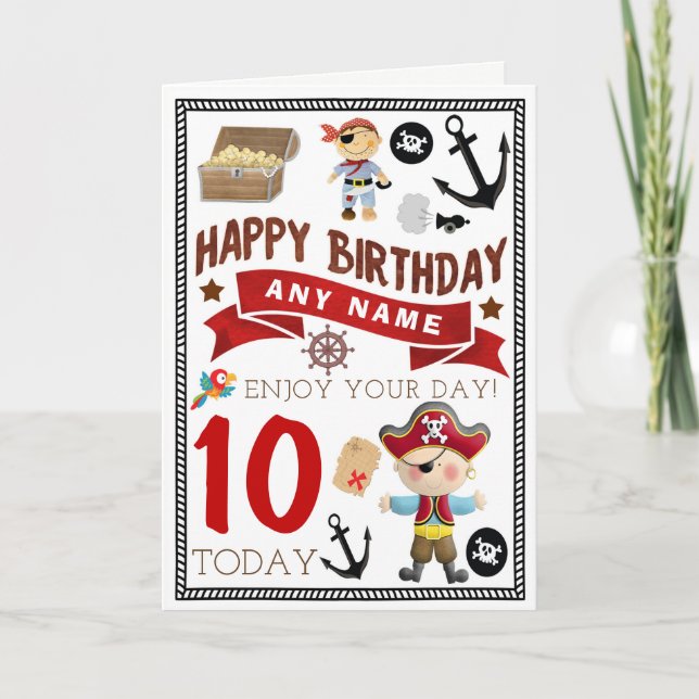 Pirat Treasure Personlig Birday Card Kort (Framsida)
