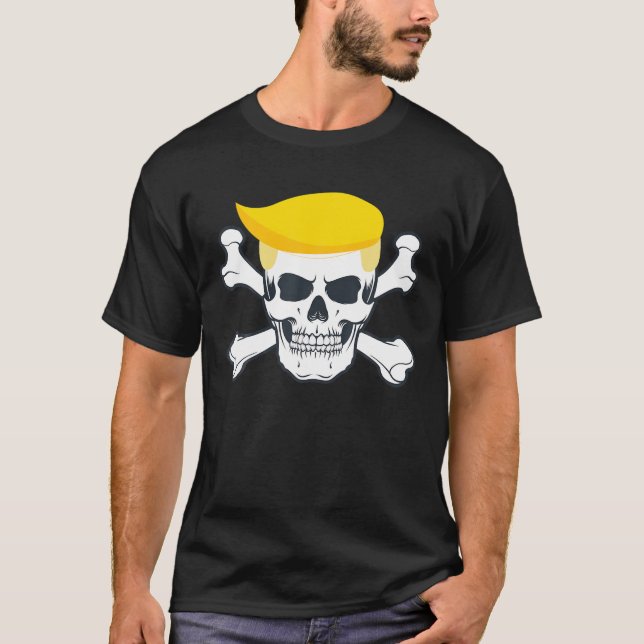 Pirat Trump Skull och Crossbone Republican Presi T Shirt (Framsida)