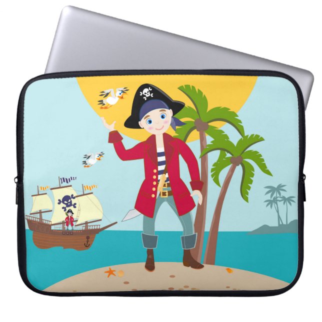 Pirat unge födelsedagsfest laptop sleeve (Framsidan)