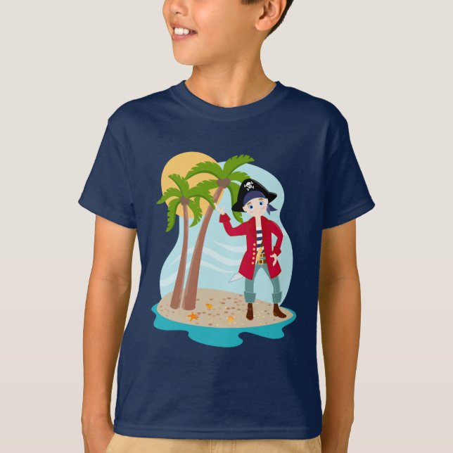 Pirat unge födelsedagsfest tee shirt (Framsida)